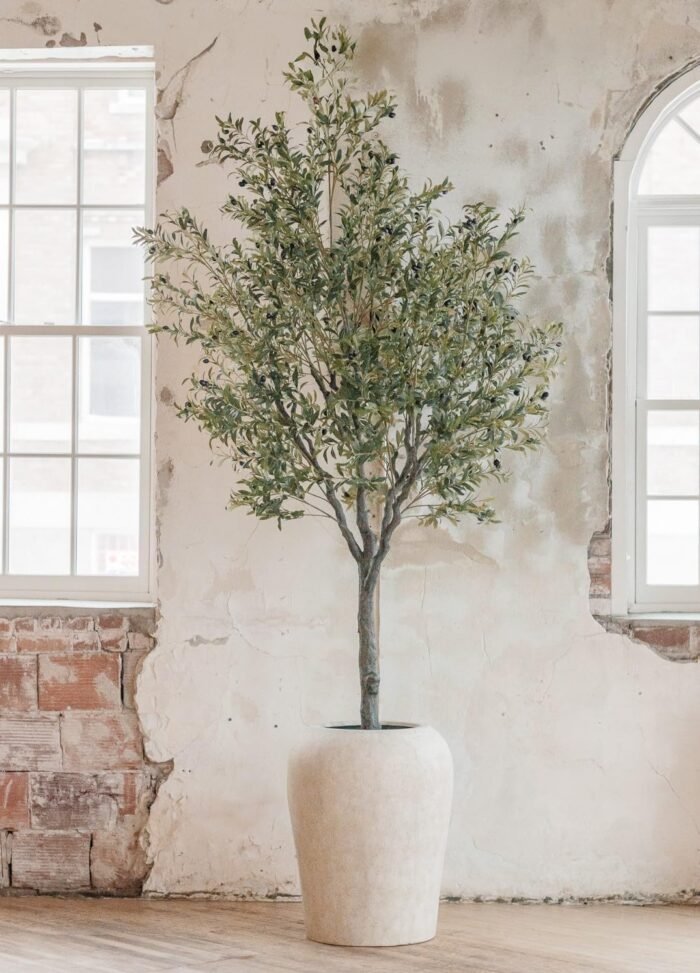 Artificial Olive Tree, 10 ft (305 cm) Tall, Silk Foliage, Green, Adjustable Branches, Cement Base, Indoor/Outdoor Décor - Image 2
