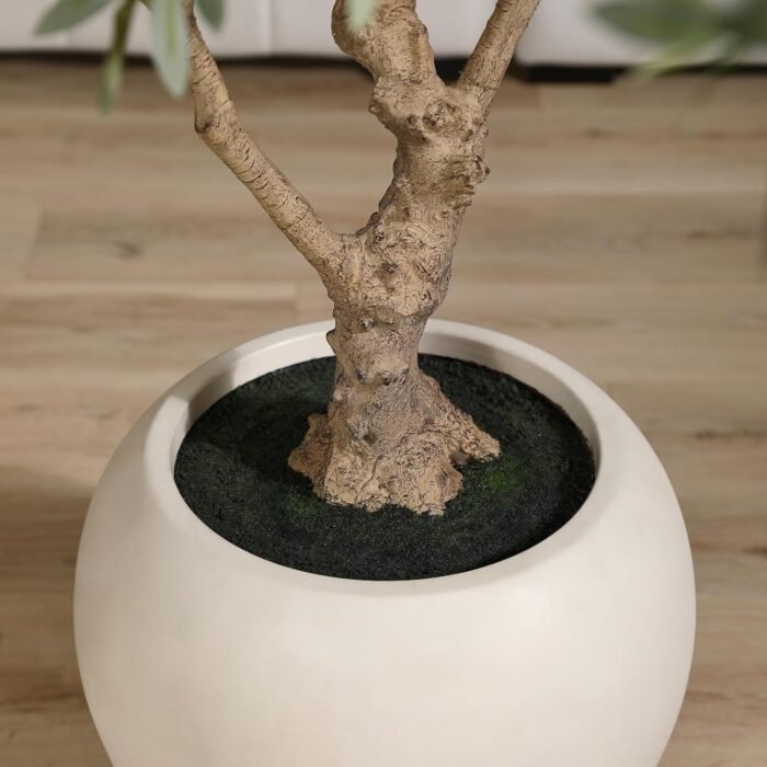 Artificial Olive Tree 8 ft (240 cm) Indoor with Round Planter, Bendable Branches, Hand-Painted Trunk, Green - Image 6