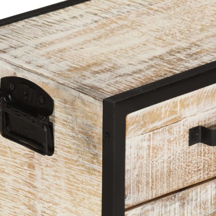 vidaXL Solid Acacia Wood TV Stand, 110 × 30 × 41 cm, 4 Drawers & 2 Open Compartments, Grey - Image 5