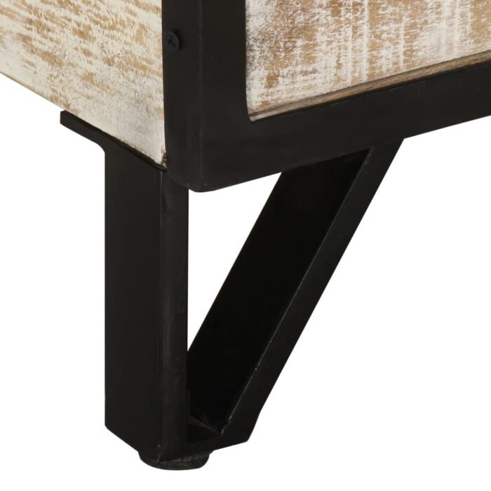 vidaXL Solid Acacia Wood TV Stand, 110 × 30 × 41 cm, 4 Drawers & 2 Open Compartments, Grey - Image 3
