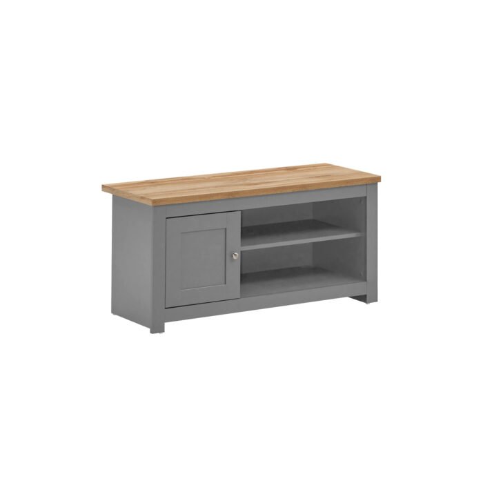 Modern TV Unit, 99 x 40 x 50 cm, Media Stand with Door & Open Shelf, Particle Board, Grey, for TVs up to 60