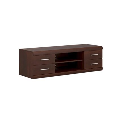 Wide TV Cabinet/Stand, 140 × 45.3 × 44 cm, 4 Drawers, Laminate Wood-Composite, Dark Mahogany Finish, for TVs up to 65”
