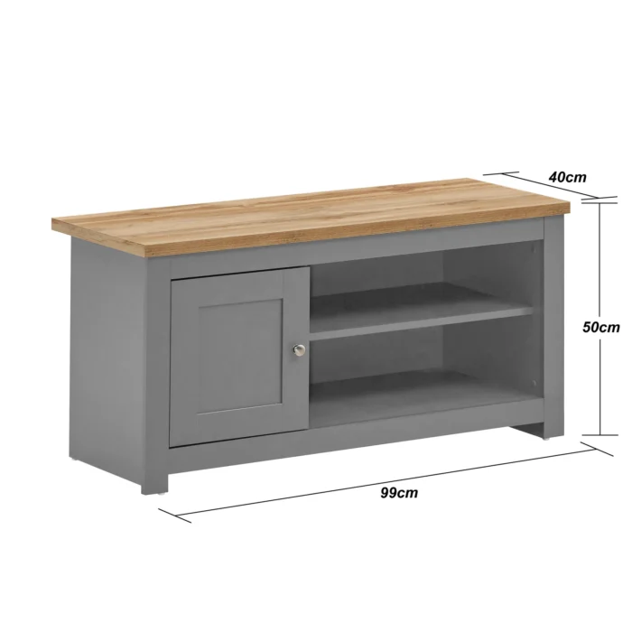 Modern TV Unit, 99 x 40 x 50 cm, Media Stand with Door & Open Shelf, Particle Board, Grey, for TVs up to 60 - Image 7