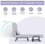 4-in-1 Folding Sofa Bed – Adjustable Light Grey Sleeper Armchair - Image 5