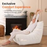 Togo Beige Suede Fireside Lounge Chair – Ergonomic & Modern - Image 7