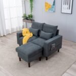 Fabric Sofa Set with Ottoman – 1, 2 or 3 Seater Upholstered Settee (Grey) - Image 5