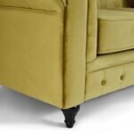 Gold Velvet Chesterfield Sofa – 3-Seater Plush Fabric Couch - Image 7