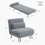 Grey Velvet Chair Bed – 3-in-1 Convertible Sleeper with Adjustable Backrest - Image 3