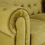 Gold Velvet Chesterfield Sofa – 3-Seater Plush Fabric Couch - Image 6