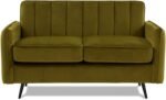 Velvet 2 Seater Sofa in Olive Green - Compact Ella Range - Image 4