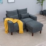 Fabric Sofa Set with Ottoman – 1, 2 or 3 Seater Upholstered Settee (Grey) - Image 7