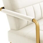 Beige Velvet 2-Seater Loveseat – Modern Sofa with Gold-Tone Frame - Image 8
