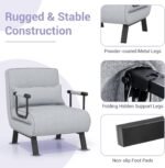 4-in-1 Folding Sofa Bed – Adjustable Light Grey Sleeper Armchair - Image 7