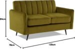 Velvet 2 Seater Sofa in Olive Green - Compact Ella Range - Image 3