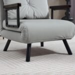 Light Grey Velvet Single Chair Bed – Click-Clack Convertible Sofa Couch - Image 8