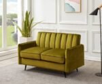 Velvet 2 Seater Sofa in Olive Green - Compact Ella Range - Image 5
