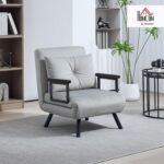 Light Grey Velvet Single Chair Bed – Click-Clack Convertible Sofa Couch - Image 2