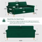 Olive Green Velvet 2-Seater Sofa with Storage Pockets – Compact Loveseat - Image 3
