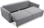Pastella Green Sofa Bed with Storage – 213cm Velour Fabric Sleeper Sofa - Image 5