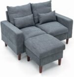 Fabric Sofa Set with Ottoman – 1, 2 or 3 Seater Upholstered Settee (Grey) - Image 4