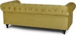 Gold Velvet Chesterfield Sofa – 3-Seater Plush Fabric Couch - Image 4