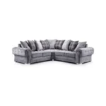 Dark Grey Suede Fabric Corner Sofa – Modern 4-Seater with Scatter Cushions