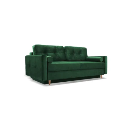 Pastella Green Sofa Bed with Storage – 213cm Velour Fabric Sleeper Sofa