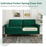 Olive Green Velvet 2-Seater Sofa with Storage Pockets – Compact Loveseat - Image 4