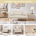 Beige Velvet 2-Seater Loveseat – Modern Sofa with Gold-Tone Frame - Image 7