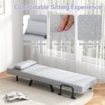 4-in-1 Folding Sofa Bed – Adjustable Light Grey Sleeper Armchair - Image 6