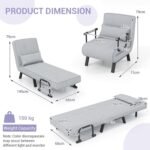 4-in-1 Folding Sofa Bed – Adjustable Light Grey Sleeper Armchair - Image 3