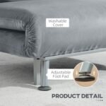 Grey Velvet Chair Bed – 3-in-1 Convertible Sleeper with Adjustable Backrest - Image 7