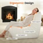 Togo Beige Suede Fireside Lounge Chair – Ergonomic & Modern - Image 4